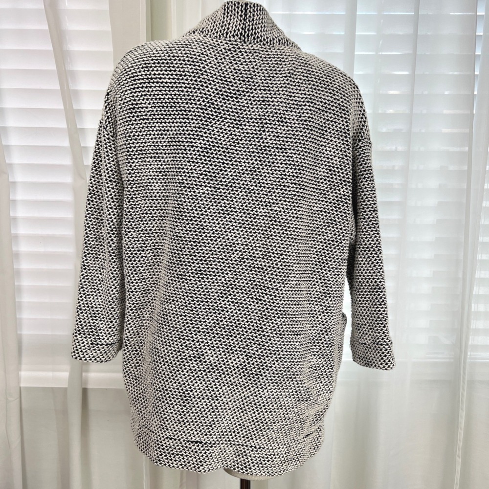 Marine Layer Womens Black White Textured Knit Open Front Cardigan Jacket XS - Picture 4 of 8